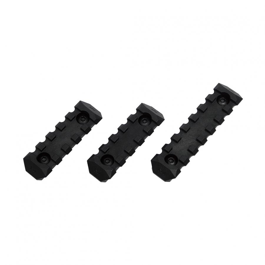 (DY-RAS-ACC30-BK) M-LOK Polymer Rail Sections Set (2x5 Slot Rail / 1x7 Slot Rail) (Black)